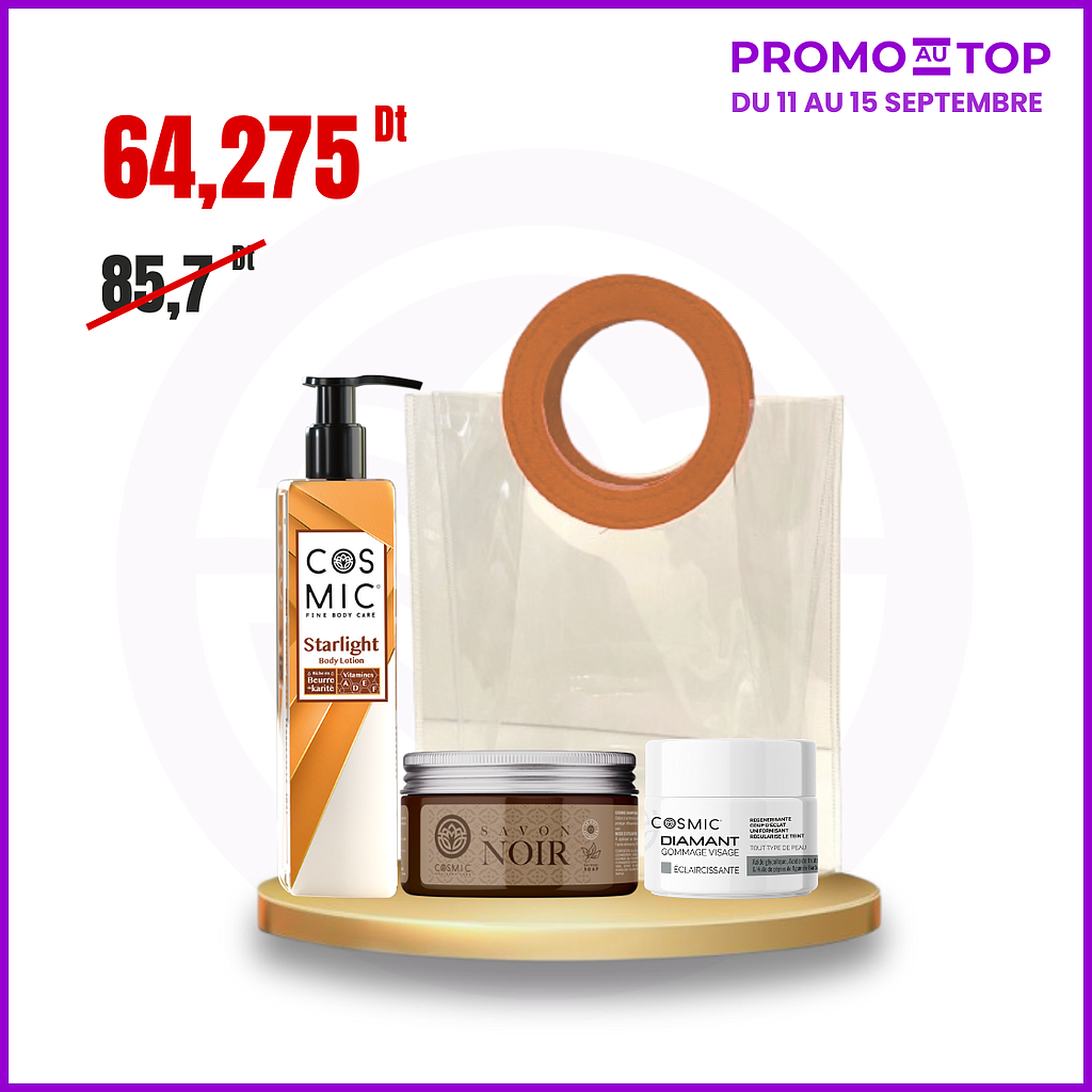Pack After Summer ( Gommage Diamant + Savon Noir + Lotion Starlight + Sac)