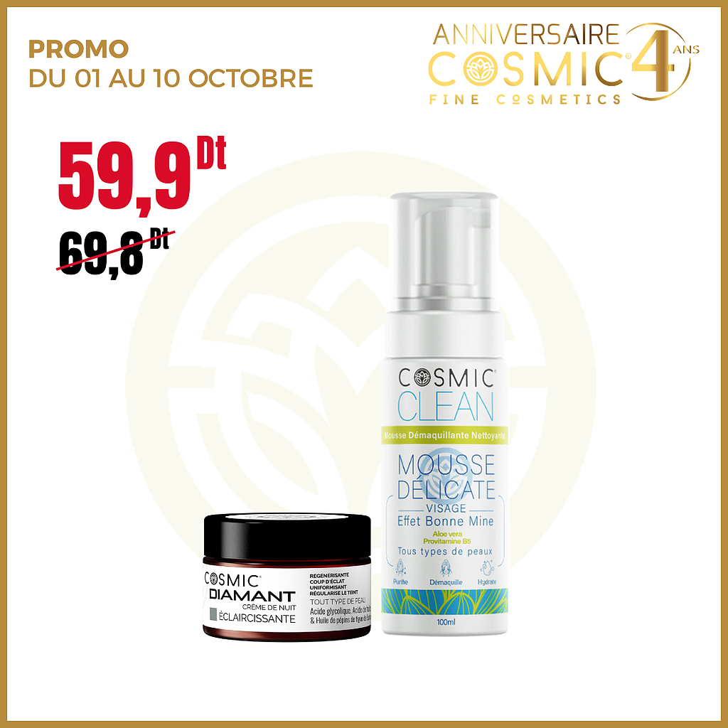 Pack mousse nettoyant+créme de nuit diamant (PROMO)