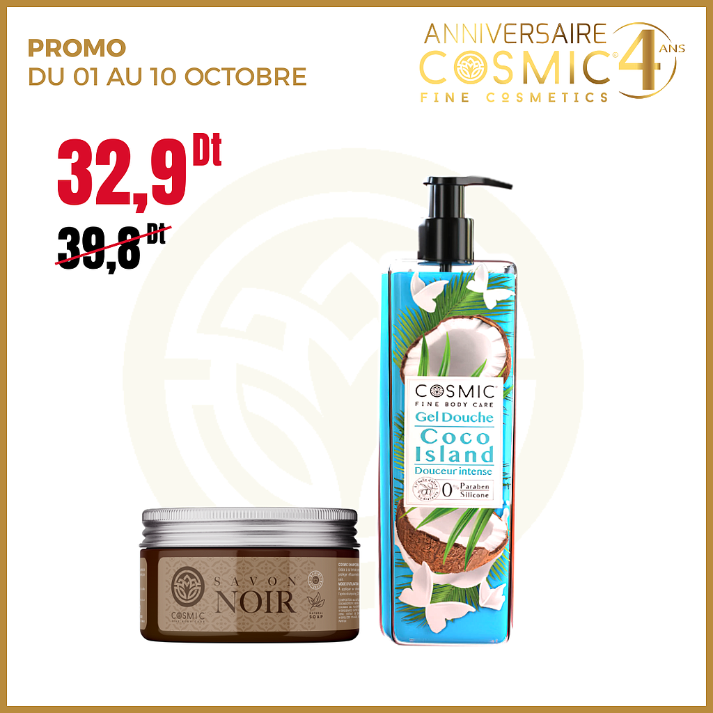 Pack Savon noir + Gel douche coco(PROMO)