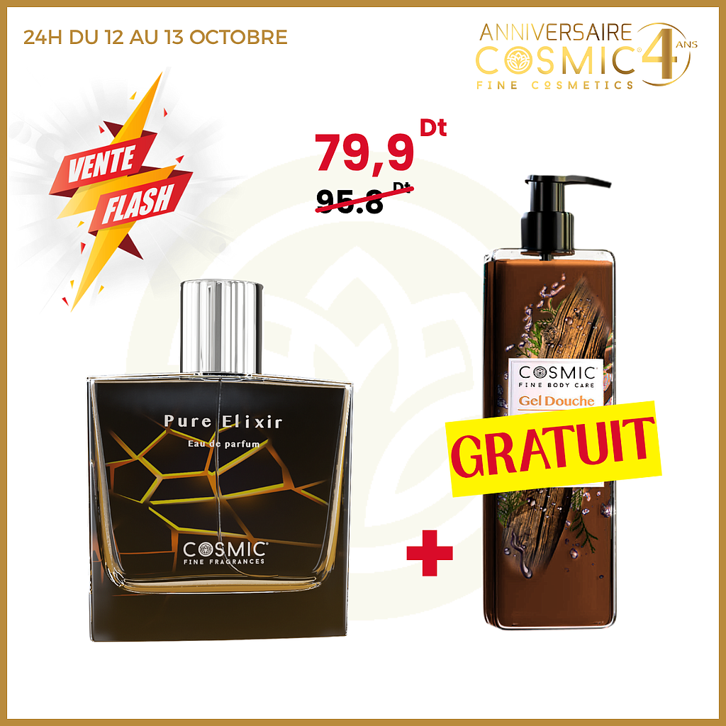 Pack Parfum Pur elixir+ Gel douche Cèdre Gratuit (VENTE FLASH)