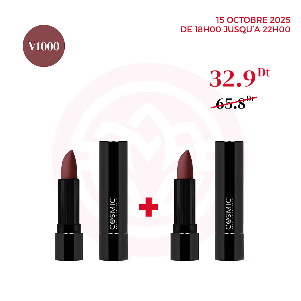 Pack 2 Rouges à lèvres V1000 (1 GRATUIT) - Happy Hour